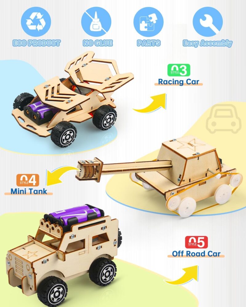 Autos de Madera - Kits 5 EN 1 STEAM - Juegos Educativos ABP - Image 2