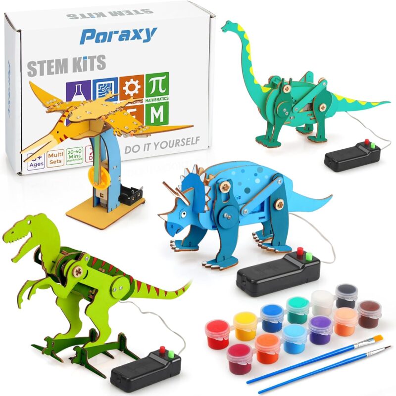 Dinosaurios 3D – 4  Kits en 1 con pinturas – Educación STEAM