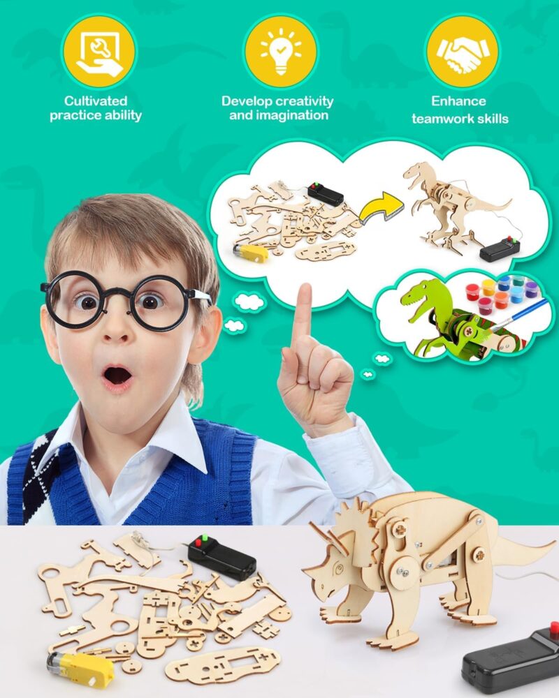 Dinosaurios 3D – 4  Kits en 1 con pinturas – Educación STEAM - Image 5