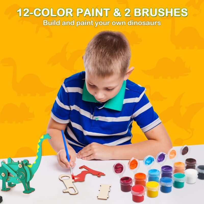 Dinosaurios 3D – 4  Kits en 1 con pinturas – Educación STEAM - Image 6